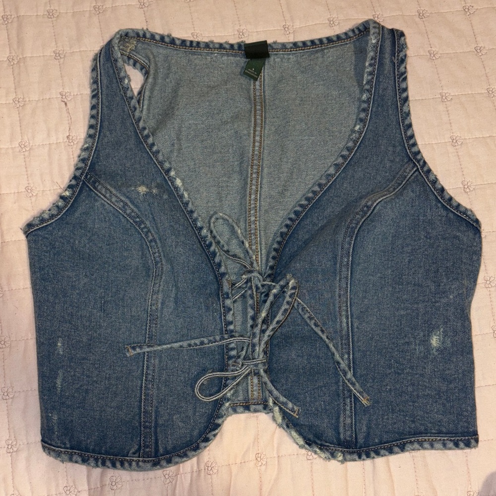 Denim Lace-Up Vest